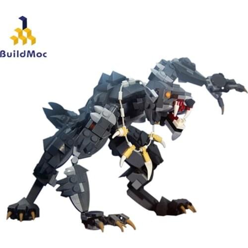 BuildMoc Creator Cartoon Figures Werewolf Animals Wolf Model Building Blocks MOC Creator Expert Action Figure Bricks Kids Toys