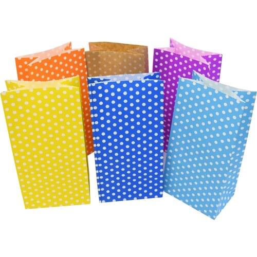 Paper Bag Mini Colorful Polka Dot Bags Favor Gift Packing Paper Treat Gift Bag Baking Package Supplies 9X6X18cm