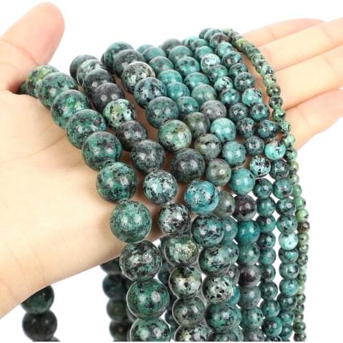 Natural Stone African Pine Veins Charm Round Loose Beads For Jewelry Making Needlework Bracelet Diy Strand 4-12 MM