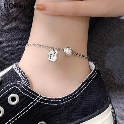 925 Sterling Silver Lucky Beads Link Chain Anklets Jewelry For Gifts