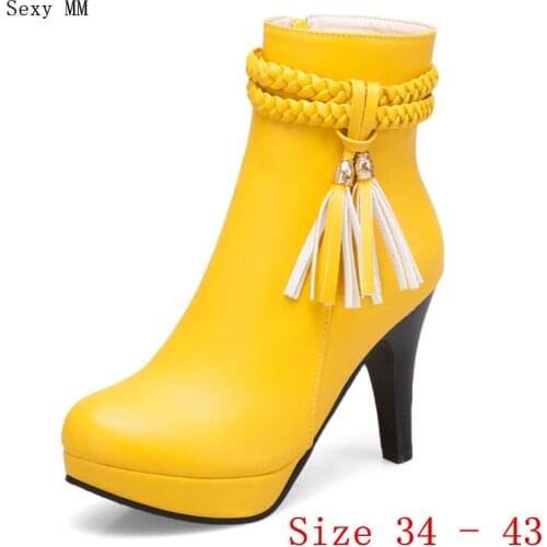 Spring Autumn High Heels Women Platform Ankle Boots Pumps Woman Short Boots High Heel Shoes Plus Size 34 - 40 41 42 43