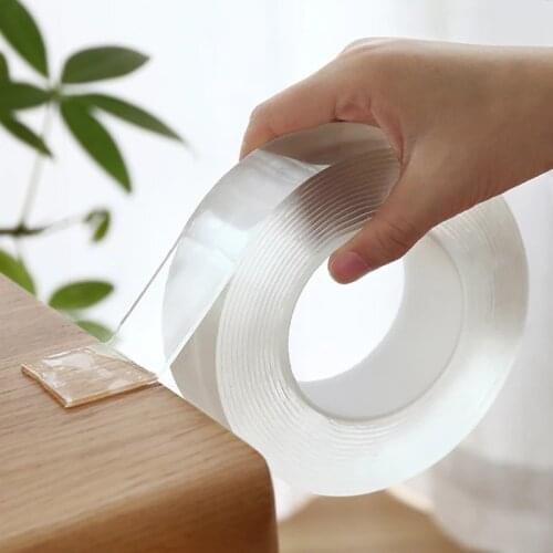 Hot Magic Tape Transparent Nano Double Sided Tape NoTrace Reusable Waterproof Adhesive Tape Cleanable Home Kitchen Bathroom