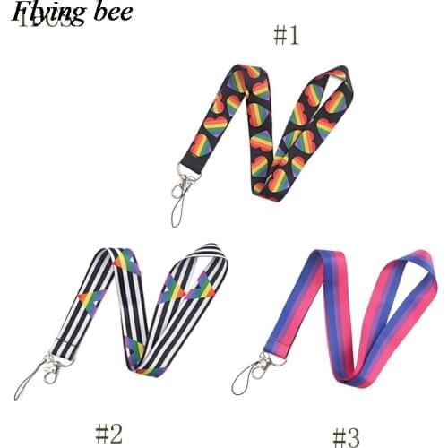 Flyingbee Love stripes Lanyard Phone Rope Keychains Phone Lanyard for Keys ID Card Lanyards For Women X0824