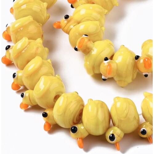 1 Strand Cute Yellow Duck Handmade Lampwork Beads Earring Necklace Bracelet Charms Pendants Findings DIY Jewelry Making Supplies