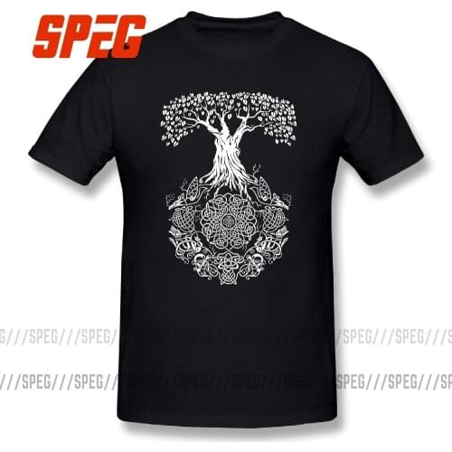 T Shirt Big Size Tree of Life Vikings Valhalla Son of Odin Teenage Slim Fit Short Sleeve T-Shirt 2017 Mens Tees Short Sleeve