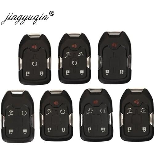 Jingyuqin 6 button Smart Keyless Fob Shell for Chevrolet Suburban Tahoe for GMC YUKON Uncut Blade Replacement Remote Key Case