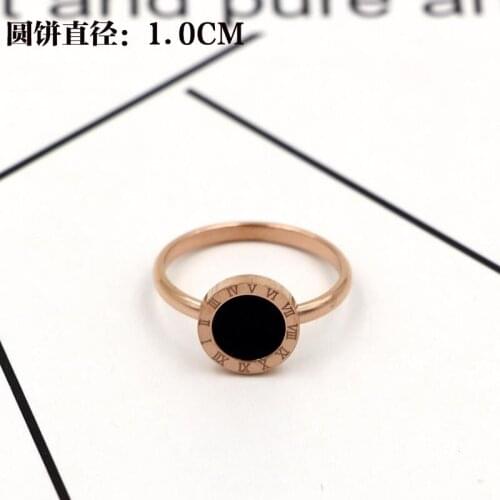 Free Shipping Roman Numerals Black Round Rose Gold Colour Stainless Steel Ring