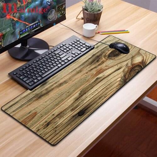 Mairuige Fashion Light Brown Wood Grain Gaming Big Mouse Pad Rubber Gaming Mouse Pad CSGO DOTA Overlock XXL XL High Quality