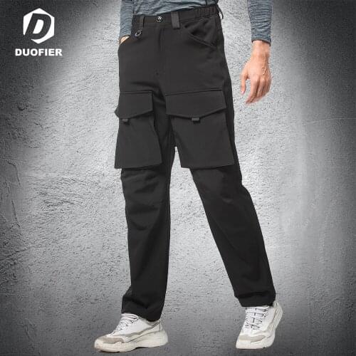 2021 Mens Tactical Pants Thick Sweatpants Winter Warm Casual Hiking Long Trousers Male Waterproof Cargo Pants Big Pocket Black