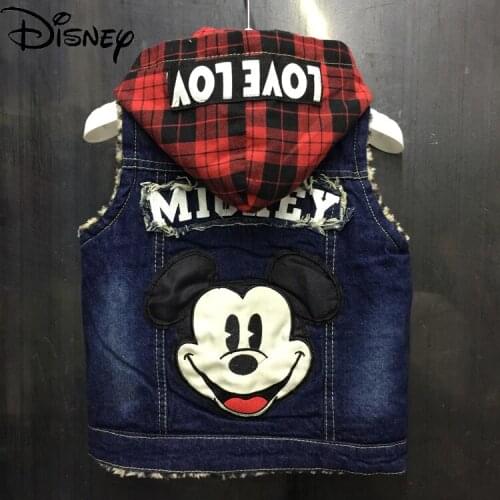 Disney Spring Fashion New 2021 Cartoon Mickey Mouse Cute Comfortable Soft Childrens Denim Vest