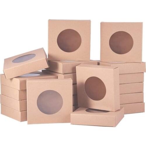 Customizable Kraft Round Paper Gift Box With Clear PVC Window