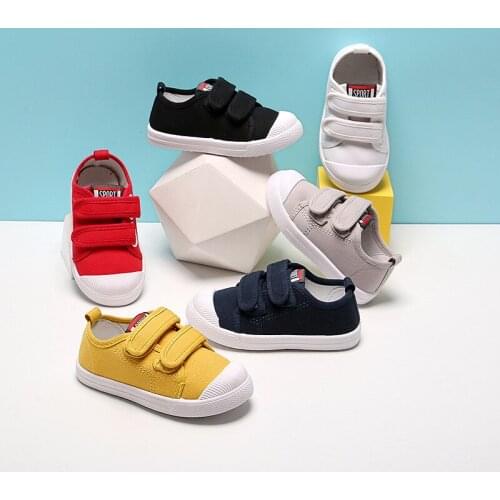 2021 spring and autumn new childrens Canvas Shoes Boys' cloth shoes girls' leisure biscuit shoes baby white shoes