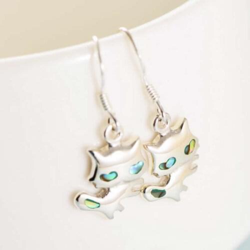 New Arrival S925 Silver Earrings Women Cat Dangle Earrings Stamp S925