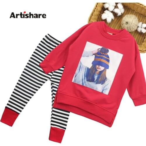 Clothes For Girls Sweatshirt + Striped Pants Girl Clothes 2021 Newest Girls Clothes Set Casual Childrens Clothing