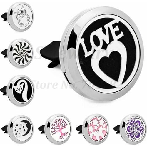 Tree Of Life Cross Car Air Freshener 30mm 316L Stainless Steel Essential Oil Aromatherapy Locket Vent Clip
