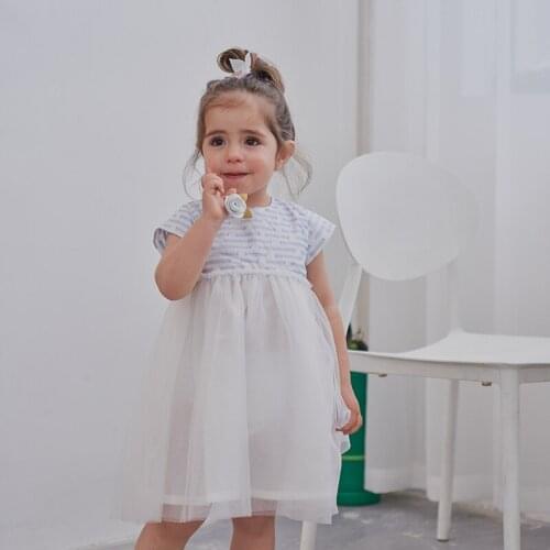 Hollead Summer Lace Patchwork Blue Princess Dress Girl Children Performance Costumes Toddler Dresses Party Casual Clothing