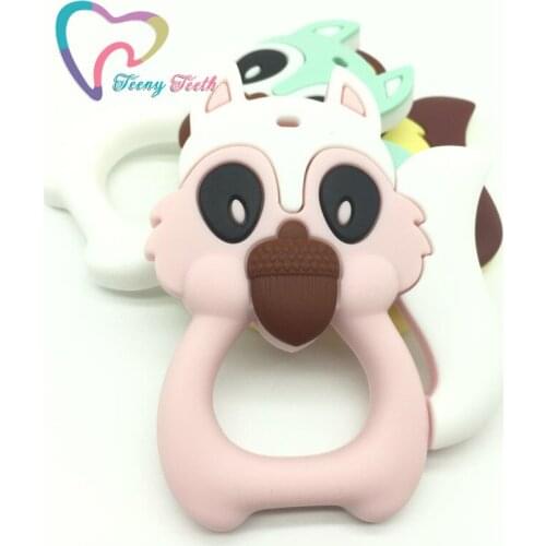 Teeny Teeth 1 PC NEW Silicone New Baby Squirrel Pendants Toys,Animal Squirrel Pendant Teether Toys,Squirrel Chomp Toys Pendants