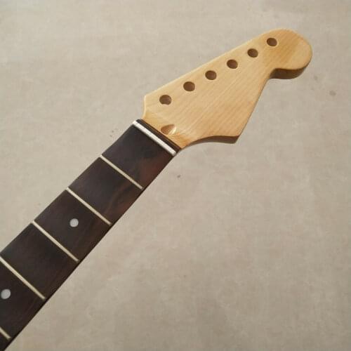 Full scalloped Maple Electric Guitar Neck Replacement 22 Fret Rosewood Fingerboard Gloss