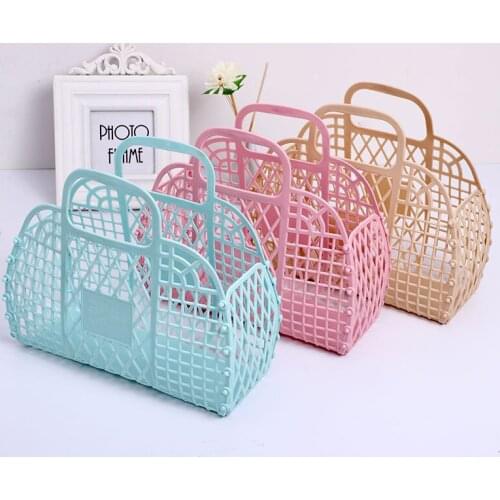 Bathroom Storage Basket Portable Folding Mesh Washing Laundry Baskets Multi-function Plastic Bath Basket Home Bathroom Organizer
