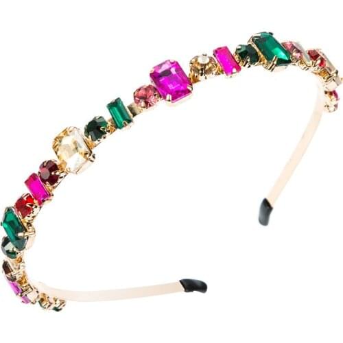 Colorful Headband for Women Crystal Irregular Rhinestone Lady Headband Gold Color Headpiece Girls Headdress Hair Accessories