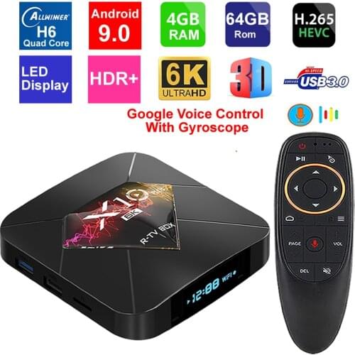 Android 9.0 6K Smart TV Box X10 Plus Allwinner H6 Quad Core 4GB RAM 64GB ROM USB3.0 WIFI H.265 HDR 6K Resolution Set Top Box