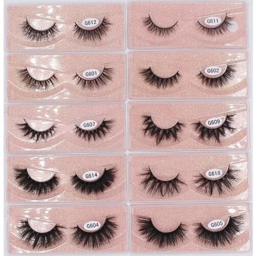 False Eyelashes 10MM-20MM Real Mink Lashes 20 Pair Retail Eyelashes Natural Style Eyelashes 20MM Mink Eyelashes