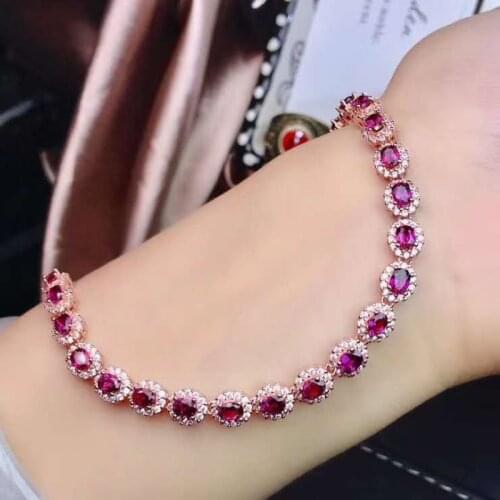 Romantic Natural Garnet Bracelet for Women Party Fine Jewelry S925 sterling silver Top Quality Elegant Real Gemstones Gifts