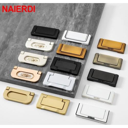 NAIERDI Modern Hidden Cabinet Pulls Embed Handle Zinc Alloy Kitchen Cupboard Door Drawer Knobs Furniture Handles Hardware