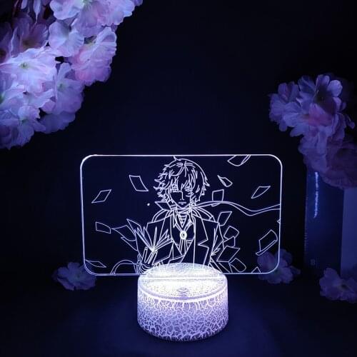 LED Light Anime Avatar Bungo Stray Dogs Osamu Dazai Acrylic Night Lamp RGB Flashing Cool Gift 3D Cartoon Children Bedroom Decor