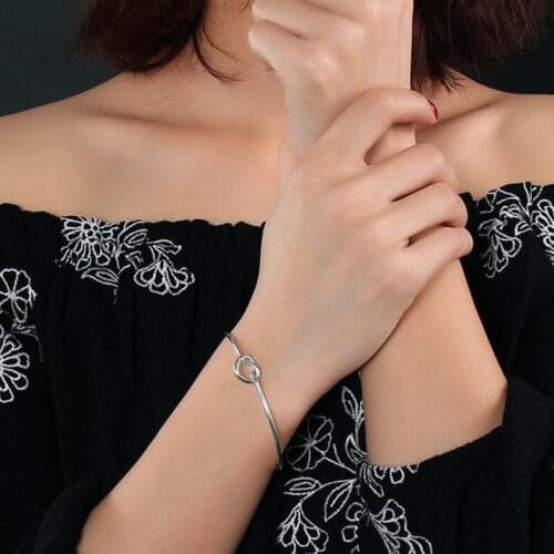 Trendy Stainless Steel Tied Knot Cuff Bracelets Bangles for Women Female Jewelry Stainless Steel Gifts for Her