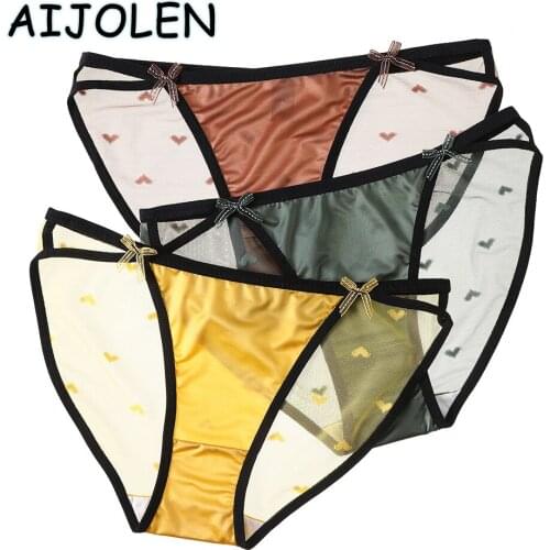 AIJOLEN Solid Color Soft Lace Sexy Panties Womens Charming Mesh Underwear Lace-up Bow-knot Panties Briefs Low-rise Pants