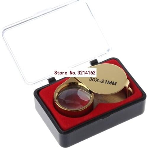 Portable 30X Power 21mm Jewelers Magnifier Gold Eye Loupe Jewelry Store Magnifying Glass with Exquisite Box 07NOV