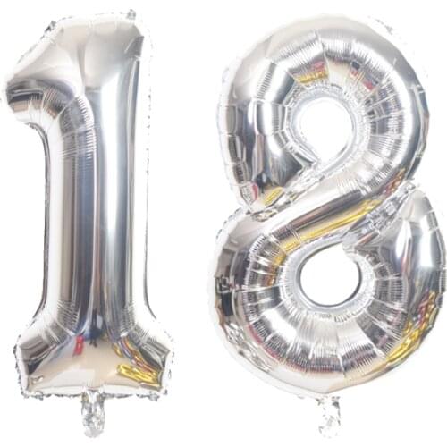 Big 16/32/40Inch Balloons Number 16 18 21 30 40 50 Silver Gold Foil Balloon Happy Birthday Decoration Anniversary Party Decor