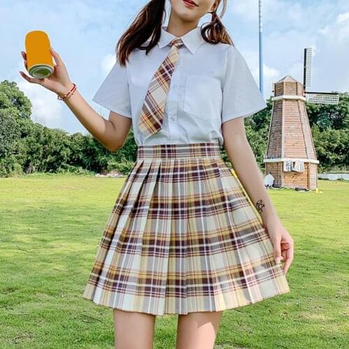 60% Dropshipping!!Campus Women youth pleated skirt, safe anti-wrinkle high waist girl sexy plaid skirt A-line skirt