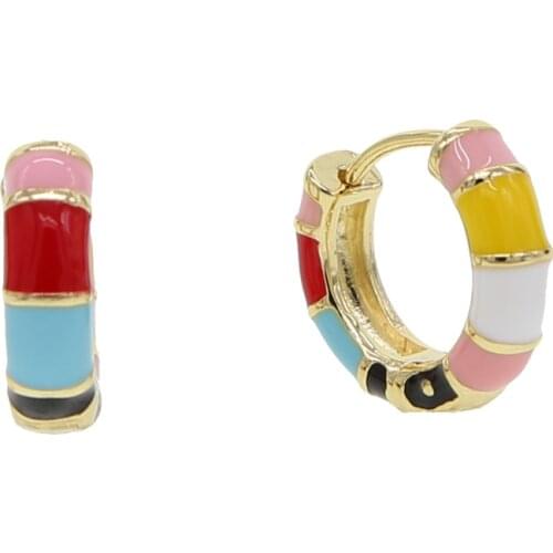 Gold filled pastel rainbow enamel colors circle huggie hoops earring for girls women trendy colorful 2019 summer candy earring