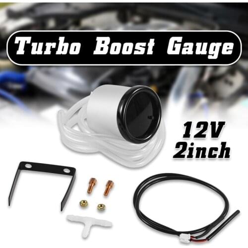 12V 2inch 52mm Turbo Boost Gauge Vacuum Press Meter -1~2 Bar 7 Color LED Black Len Vacuum Hose Cable Car T-Fitting Accessories