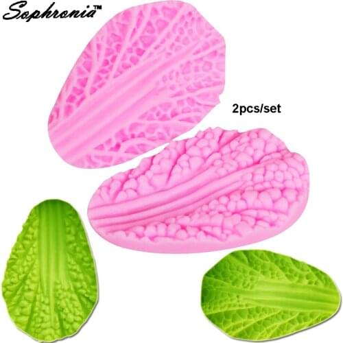 20pcs/set Chinese Cabbage Texture leaves leaf Flowers Silicone Mold Fondant decorating tools Kitchenware M451, 8.7*5.8*1cm