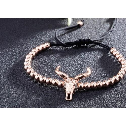 4mm jyj5 silver gold cow adjusted micro pave cz zircon cubic zirconia Bracelet macrame Charm Braided Copper Braiding