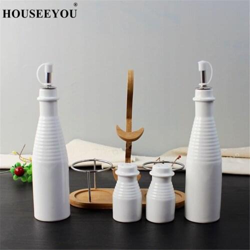 5Pcs/lot Creative Ceramic Seasoning Box Oil Bottle Container Gravy Boats Kitchen Dining Tools Gadgets Table Utensil Accessories