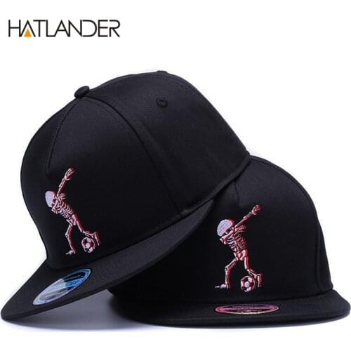 HATLANDER 5panels cotton baseball caps brand embroidery skull hip hop cap cool adjustable sports hats funny black snapback cap