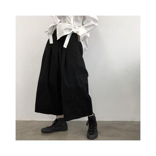 Black nine-cent straight casual trousers Yamamoto dark autumn loose-legged overalls saggy trousers