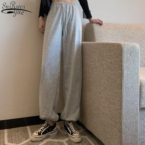 Spring New High Waist Baggy Solid Pants Women Autumn Winter Black Casual Wide Leg Pants Drawstring Velvet Loose Women Trousers