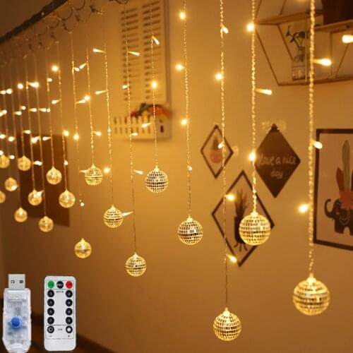 Bedroom Home Wedding Decoration Christmas Fairy Light String Remote Control USB New Year Garland Curtain Light