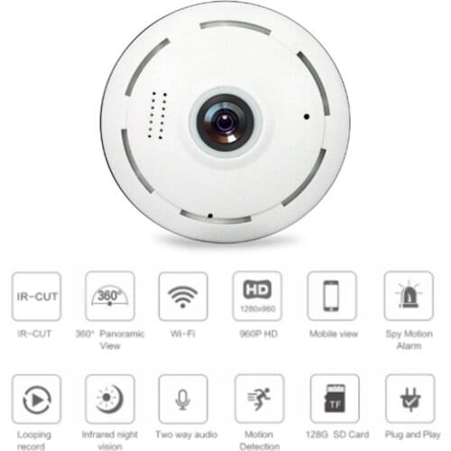 HD 360 Degree Panoramic Wide Angle MINI Cctv Camera Smart IPC Wireless Fisheye IP Camera P2P 960P HD Home Security Wifi Camera