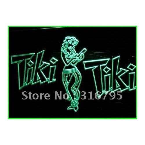 I224 OPEN Tiki Bar Wajome Hula Dancer LED Neon Light Light Signs On/Off Switch 20+ Colors 5 Sizes