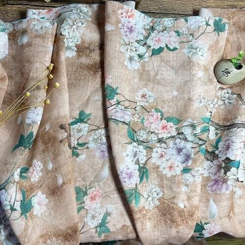 Quality ramie fabric TEthnic court printing sewing Skirt dress shirt DIY bag tissu