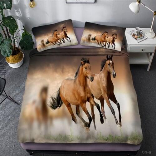 Animal White War Horse 3D Print Comforter Bedding Sets Queen Twin Single Size Duvet Cover Set Pillowcase Home Textile Luxury