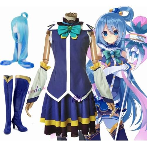 Aqua Konosuba Cosplay Anime Konosuba Gods Blessing on this Wonderful World Aqua Cosplay Costumes Wig Shoes Dress For Women