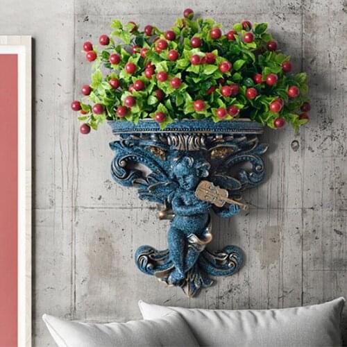 Creative Succulent Flower Pot Shelf Retro Angel Shape Flowerpot Living Room Cupid Art Crafts Home Garden Wall Hanging Decoration