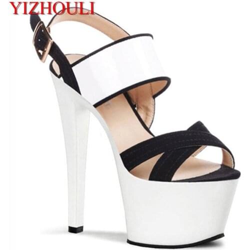Ms fashion sandals, 2018 new crystal high heels sandals, sexy white/pink/black dress shoes 17cm